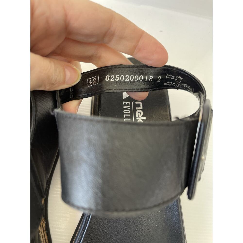 Rieker Womens Revolution Wedge Sandal Black Sz 42 Us 10.5 Leather - Picture 11 of 12